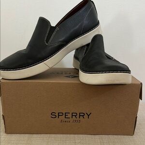 Sperry Navy Leather Loafers with Non-Marking Sole